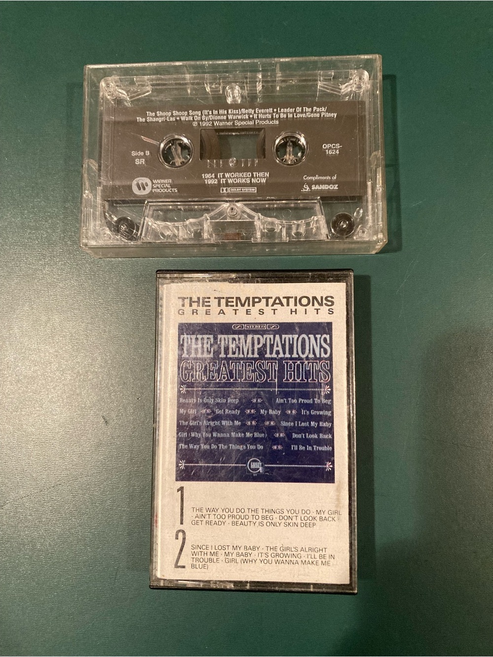 Cassettes: The Temptations Greatest Hits and another tape with hits